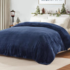 Exclusivo Mezcla Fleece Bed Blanket King Size, Super Soft and Warm Blankets for Couch, Sofa and Bed Waffle Textured, Cozy, Fuzzy and Lightweight (Navy Blue, 90x104 Inches)