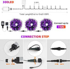 Halloween String Lights End-to-End Plug 8 Modes Timer Remote 108FT 300 LED IP65 Outdoor Waterproof UL Certificated Indoor Fairy Lights Garden Christma Trees Parties Decoration Purple- Orange