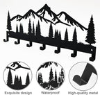 Key Holder for Wall, Metal Wall Hooks Organizer Rack with 7 Hooks for Keys, Coats, Bags – Decorative Home Decor for Entryway, Hallway, Kitchen, Living Room (12 Inches, Mountain)