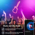 50Ft Neon Rope Lights,Flexible Led Rope Lights Control with App/Remote,Multiple Modes Rope Lights,IP67 Outdoor Waterproof,Music Sync Light Strip for Bedroom