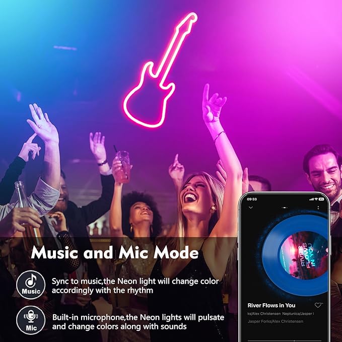 32.8FT RGB Rope Lights,Flexible Led Neon Light Control with App/Remote,Multiple Modes,IP67 Outdoor Waterproof,Music Sync Strip for Bedroom