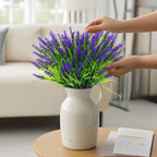 44 Pcs Artificial Outdoor Flowers Lavender Fake Greenery Plants UV Resistant Grass with Purple Flowers for Pot Decor for Window Garden Patio Hanging Planter Pathway Front Porch (44, Purple)