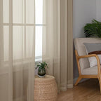 Aiyufeng Taupe Sheer Curtains 84 Inches Long 2 Panels Set, Semi Transparent Voile Rod Pocket Sheer Window Drapes for Bedroom Bed Canopy Living Room Dining Wedding Party Backdrop, 40W x 84L inch