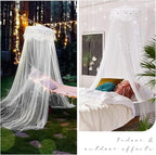 Jeteventy Bed Canopy for Girls, Princess Bed Curtain Net for Single to King Size,Bedroom Decoration of Round Lace Dome with Stainless Steel Hook,Quick Easy Installation (White)