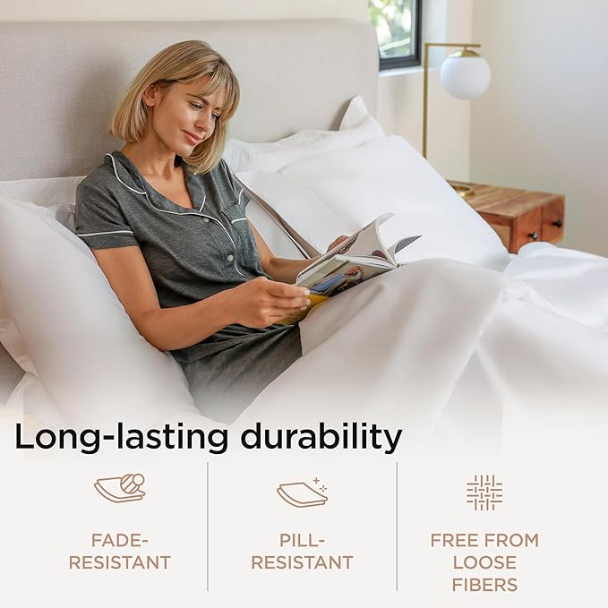 Threadmill Luxury 800 Thread Count Full Size 100% Cotton Sheets - Hotel White Sateen Weave Bed-Sheets, Better Than Egyptian Cotton, 4 Pc Solid Bed Set, Fits 16" Deep Pocket