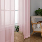 Aiyufeng Blush Pink Sheer Curtains 84 Inches Long 2 Panels Set, Light Filtering Soft Airy Voile Rod Pocket Baby Pink Sheer Window Drapes for Bedroom Living Room, Each 40Wx84L Inches