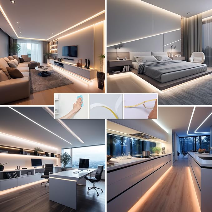 24V CCT COB LED Strip Lights Kit 65.6ft (2 Rolls of 32.8ft), 2700K-6500K Dimmable White Cuttable LED Tape Light CRI 93 with Remote Controller and Power Supply for Bedroom Indoor Decoration