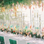 2PCS Acrylic Candelabra Centerpieces,Tall Clear Floor Candelabra for Wedding 8 Arm Candle Holder with Acrylic Shade Circular Base for Party Table Decoration Fit 0.87 LED Candle
