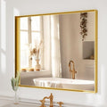 36x30 Inch Gold Bathroom Mirrors for Over Sink, Rectangular Vanity Mirror, Aluminum Framed Mirrors, Tempered Glass, High-Definition Wall Mounted Mirror (Horizontal/Vertical)