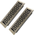 2x12 Inches 2 Pack Heavy Duty Walkable Floor Register - Easy Adjust Air Supply Lever Decorative Floor Vent Covers - Boston Design Vent Covers for Home - Antique Brass