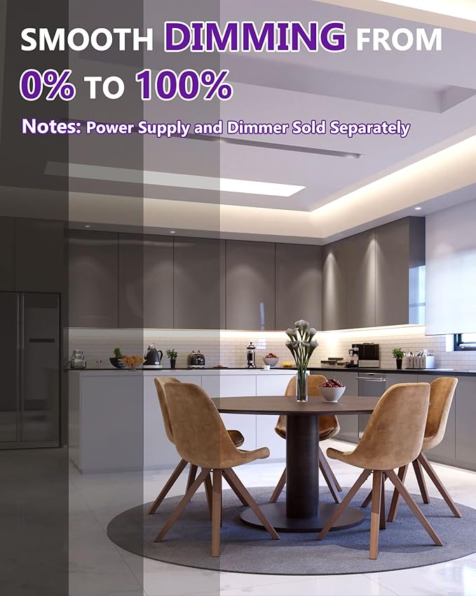 HitLights COB LED Strip Lights Neutral White 4000K, 32.8ft Premium High Density 24V Tape Light, 5120LEDs, 350+ LM/FT, CRI 90+, IP30, Lighting for Kitchen, Cabinets,UL Listed(Power Source Not Included)