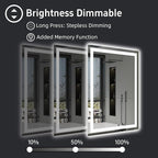 36"x 24" LED Bathroom Mirror with Lights, Anti-Fog, Dimmable, Backlit + Front Lit Smart Mirror, Lighted Bathroom Vanity Mirror for Wall, Shatter-Proof Tempered Glass(Horizontal/Vertical)