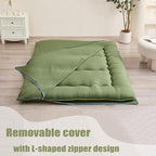 Japanese Floor Mattress, Futon Mattress with Portable Storage Bag and Washable Cover, Roll Up Thick Tatami Mat Suitable for Camping, Guest Room, Green, Full