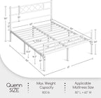 Yaheetech Queen Size Metal Platform Bed Frame with Simple Headboard and Footboard, Mattress Foundation for Under Bed Storage, Steel Slat Support, No Box Spring Needed, Easy Assembly, White