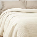 PHF 100% Cotton Waffle Weave Blanket King Size for Bed,Snag Proof Lightweight Breathable Moisture-Wicking Throw for Couch,Great for Layering in Cold Weather,Machine Washable,Home Decor Gift-Cream