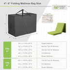 Cuddly Nest Folding Mattress Storage Bag - Heavy Duty Carry Case for Tri-Fold Guest Bed (Fits 4" Queen Mattress,Black)
