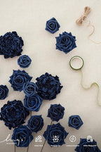Ling's Moment Artificial Flowers Fake Roses Faux Foam Peony Combo for DIY Wedding Bouquets Centerpieces Arrangements Bridal Shower Party Home Decorations, Navy Blue, 24pcs
