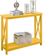 Convenience Concepts Oxford Console Table 39.5" - Sofa Table with Storage Shelf, Transitional Entryway Hall Table for Living Room and Bedroom, Display Foyer Table, Yellow