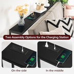 63" Console Table with Power Outlet, Narrow Sofa Industrial Entryway Behind Couch Table with USB Ports for Entryway, Hallway, Foyer, Living Room, Bedroom, Black CTHB16E01
