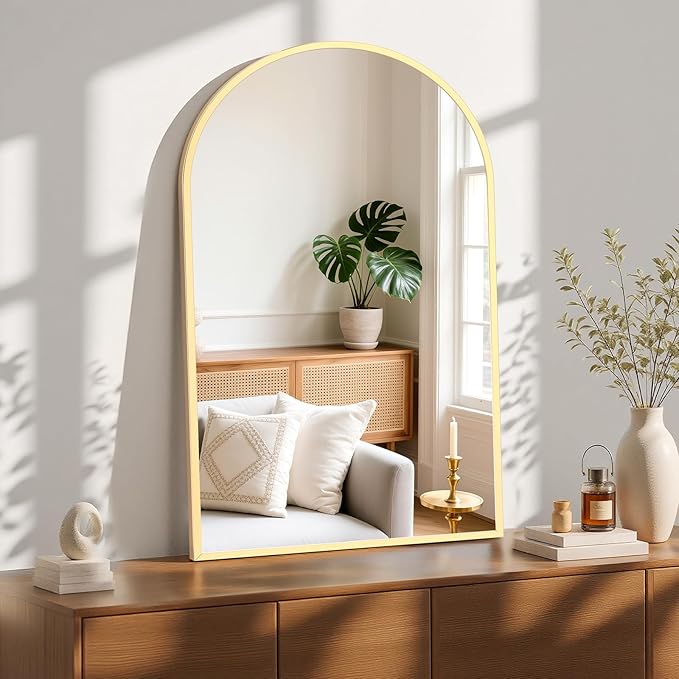 Sweetcrispy 26"x39" Arched Gold Bathroom Mirrors for Wall, Bathroom Mirrors for Over Sink, Wall Decor for Bathroom, Entryway, Bedroom, Vanity