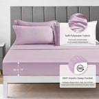 Love's cabin Twin Comforter Set Light Purple, 5 Pieces Twin Bed in a Bag, All Season Bedding Sets with 1 Comforter, 1 Flat Sheet, 1 Fitted Sheet, 1 Pillowcase and 1 Pillow Sham