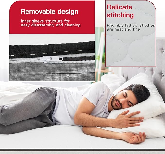 PayLessHere | 8 Inch King Mattress | Medium Firm Hybrid Mattress | White | with High-Density Foam and Breathable Cover | Pocket Spring Design, Pressure Relief | Bed in a Box, CertiPUR-US Certified