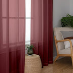 Aiyufeng Sheer Window Curtain Panels 90 Inch Long 2 Pieces, Voile Top Dual Rod Pocket Breathable Fashion Drapes Window Treatment for Wedding Ceremony/Bedroom/Living Room, 42W x 90L inches, Burgundy