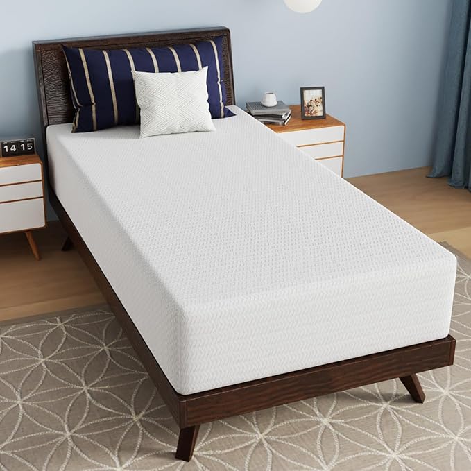 PayLessHere 12 Inch Bamboo Charcoal Cooling Gel Memory Foam Mattress in a Box/Medium-Firm Mattress/Fiberglass Free/Pressure Relief & Temperature Regulation/CertiPUR-US Certified,White Twin