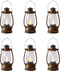 Mini Lanterns (6 Pcs-5.1in) Small Lantern Decorative Indoor Outdoor Hanging Ornaments LED Candle Lights Decorative Home Decor for Weddings Western Camping Party Halloween Christmas Decorations