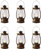 Mini Lanterns (6 Pcs-5.1in) Small Lantern Decorative Indoor Outdoor Hanging Ornaments LED Candle Lights Decorative Home Decor for Weddings Western Camping Party Halloween Christmas Decorations