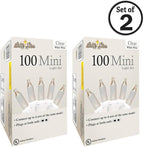 Brite Star 100 Count Mini String Christmas Lights, Clear - 22 feet Indoor/Outdoor Christmas Tree Lights with White Wire (Set of 2)