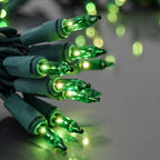 Holiday Pride Green Christmas Tree Lights with Green Wire - 100 Count - 24 Ft -Use for St Patricks Day Lights - Indoor/Outdoor Use - UL Listed - Static/Flashing Modes - Connectable