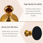 Gold Taper Candle Holder, Brass Candlestick Holders, Vintage Metal for Table Centerpieces Wedding Christmas Decor (Gold, 2 Pcs)