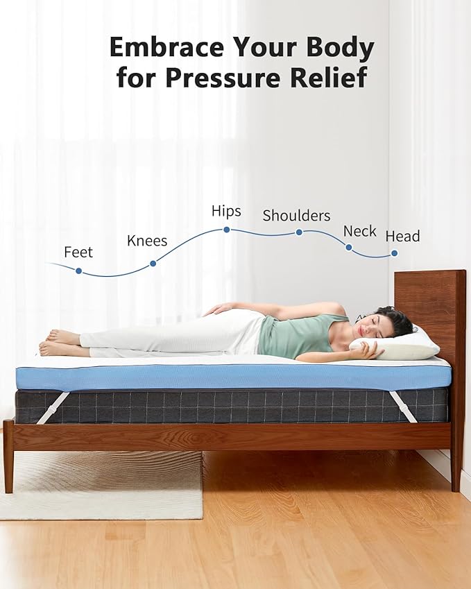 PERLECARE 4 Inch Firm Mattress Topper Queen, Cooling Gel-Infused & Bamboo Charcoal Memory Foam Bed Topper for Pressure Relief, High-Density Mattress Pad with Removable Cover, CertiPUR-US Certified