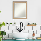 Amanti Art Bronze Bathroom Mirror for Over Sink, 23x19 Elegant Brushed Bronze Narrow Rectangle Vanity Mirror, Small Casual Frame, Hangs Horizonally and Vertically, Bathroom Wall Decor, Beveled Edge