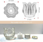 Tulip Votive Candle Holders Set of 6, Tea Light Candle Holder Glass for Table Centerpiece, Tealight Candle Holders for Wedding Déco, Birthday, Anniversary, Parties, and Holiday (Clear)