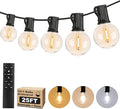 25FT LED Outdoor String Lights with 3 Color Lights, Dimmable String Lights for Outside with Remote, G40 Globe Waterproof Patio Lights with 12+1 Shatterproof Bulbs for Party Backyard BBQ House Camping
