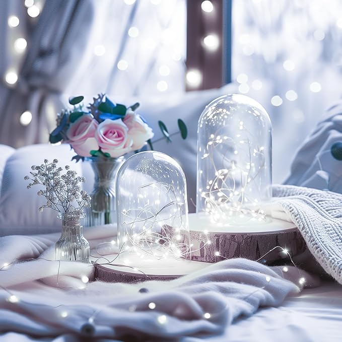 Fairy Lights Plug in, 99Feet 300LEDs Pure White String Lights, Waterproof Flexible Silver Wire Starry Lights for Bedroom Dorm Wedding Garland Wreath Wall Mason Jar Indoor Outdoor Christmas Tree