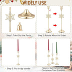 3 Pcs Christmas Candle Holders 3 Size Gold Taper Candlestick Holders Set Vintage Decorative Centerpiece for Table Mantel Wedding Housewarming Thanksgiving Gifts (Snowflake)