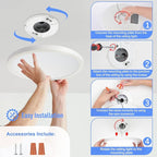 SunRider LED Flush Mount Ceiling Light Fixture, 6000K Cool White, 2400LM, 12 Inch 24W Modern Round Flat Lights, 240W Equiv. Panel Lamp, Non-Dimmable