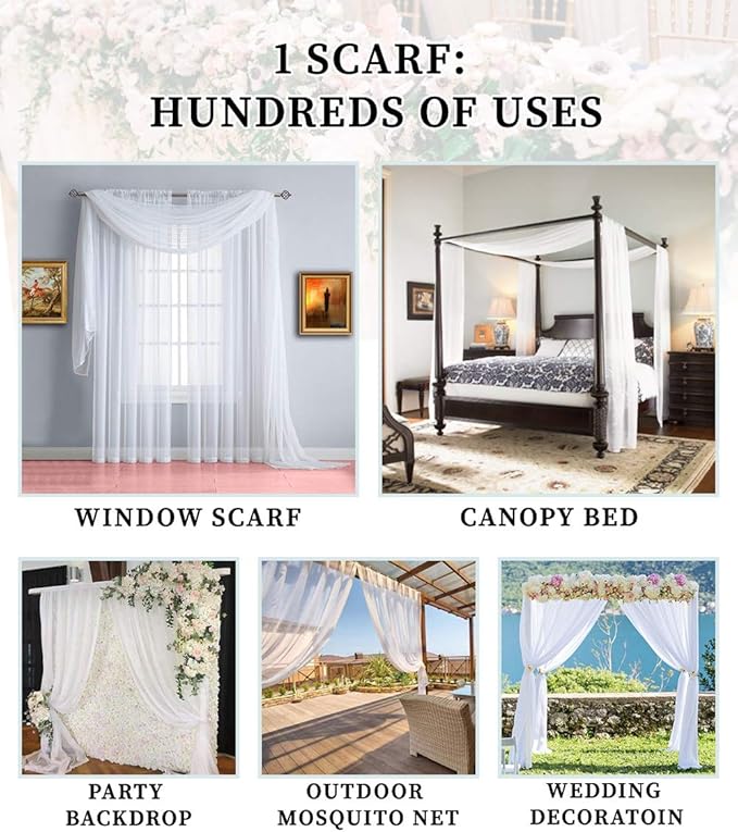 Warm Home Designs Extra Long Dusty Blue Sheer Window Scarf. Valance Scarves are 54 X 216 Inches. Great As Wedding Arch Draping Fabric, Bed Canopy Or for Decorative Project. AM Dusty Blue 216"