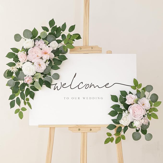Artificial Flowers Decorations Pack of 2,Centerpieces for Wedding Reception Backdrop Decoration, Floral Decor Wall Home Entryway OutdoorDecorations (Creamy Pink)