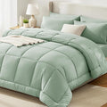 CozyLux Full Size Comforter Sets Sage Green, 7 Pieces Bed in a Bag, Green Comforter Full Size, All Season Bedding Sets with Stitch Quilted Comforter, Flat Sheet, Fitted Sheet, Pillowcases