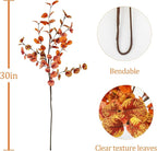 6pcs Artificial Fall Eucalyptus Leaves Stems 30" Faux Fall Leaf Fall Branches Autumn Decorations for Home Fall Floral Arrangements Farmhouse Table Centerpiece Decor