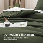 Litanika Oversized King Comforters Olive Green Super King Size, 3 Pieces Lightweight Solid Bedding Comforter Set, All Season Fluffy Bed Set (120x120In Comforter & 2 Pillowcases)