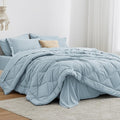 Love's cabin Full Comforter Set Light Blue, 7 Pieces Full Bed in a Bag, All Season Bedding Sets with 1 Comforter, 1 Flat Sheet, 1 Fitted Sheet, 2 Pillowcase and 2 Pillow Sham