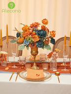 Alecono Artificial Flowers, Orange Fake Flowers for Fall Wedding Bouquets, Wedding Cake Flowers for Table Centerpieces Birthday Party Home Autumn Decor