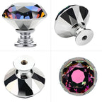 Ravinte 25 Pack Colorful Crystal Drawer Knobs - Diamond Shaped, 30 mm with Black Base