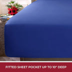 Mellanni RV Short Queen Sheets - 4 PC Iconic Collection Bedding - Hotel Luxury, Extra Soft, Cooling Bed Sheets - Deep Pocket up to 10 inch (RV/Short Queen, Royal Blue)