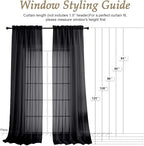 OVZME Black Sheer Curtains 108 Inches Long 2 Panels Set, 59 Inch Extra Wide Lightweight Airy Black Sheer Curtain for Living Room Bedroom, Filmy Voile Rod Pocket, 59Wx108L Inches
